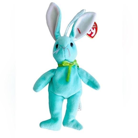 TY BASKET Beanies Hippity NWT Mint Green Bunny Rabbit 7.5" Retired 2001🩷🐰 - Picture 1 of 8